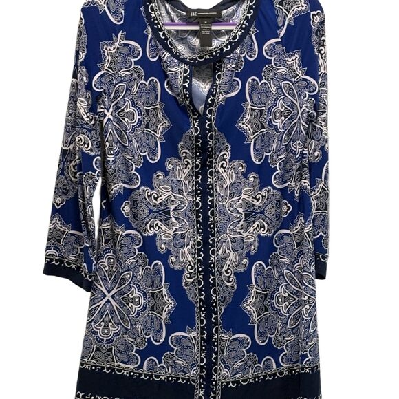 INC International Concepts Tunic Blue/White/Black Size Medium EUC - Picture 2 of 8